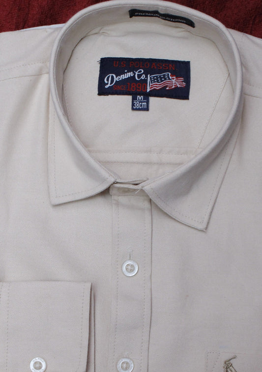 Light Cream Plain Shirt for men