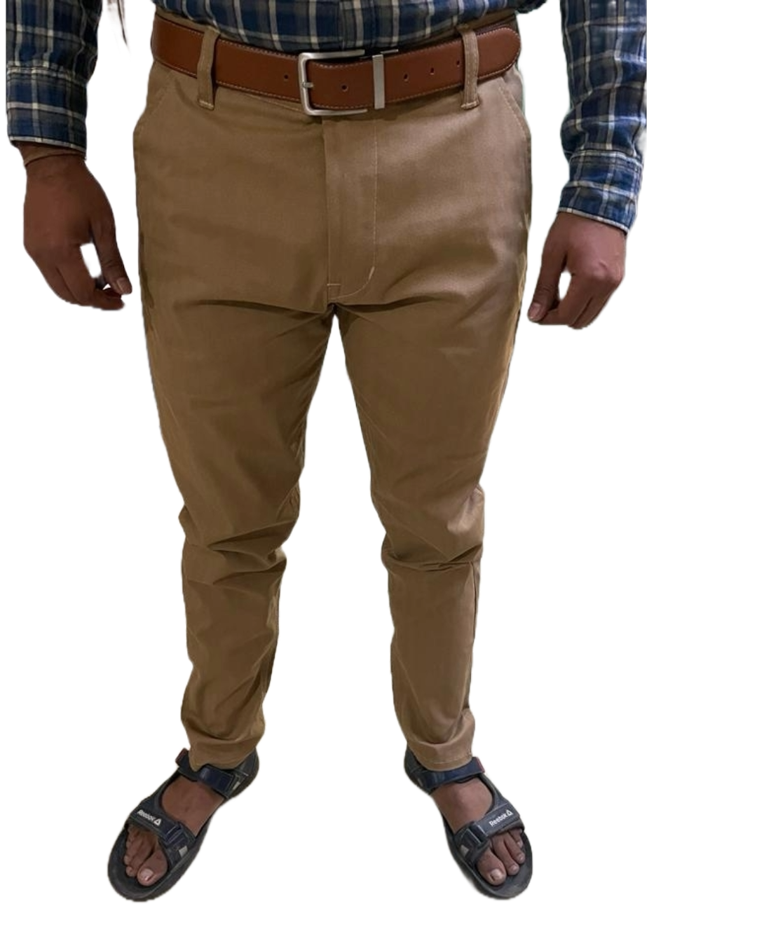 Self-Design Golden Men Cotton Trouser with stretchable