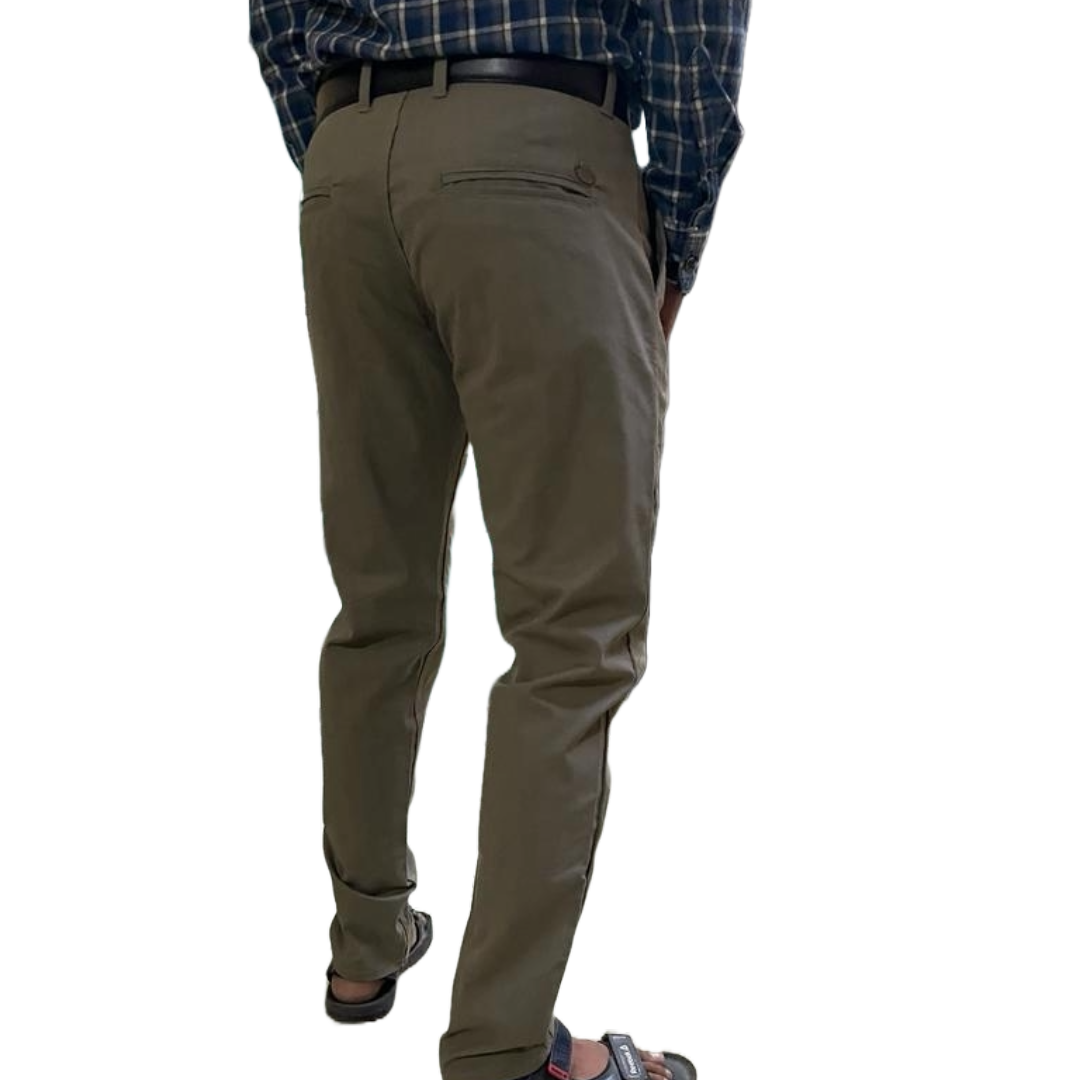 Self-Design Gray Men Cotton Trouser with stretchable