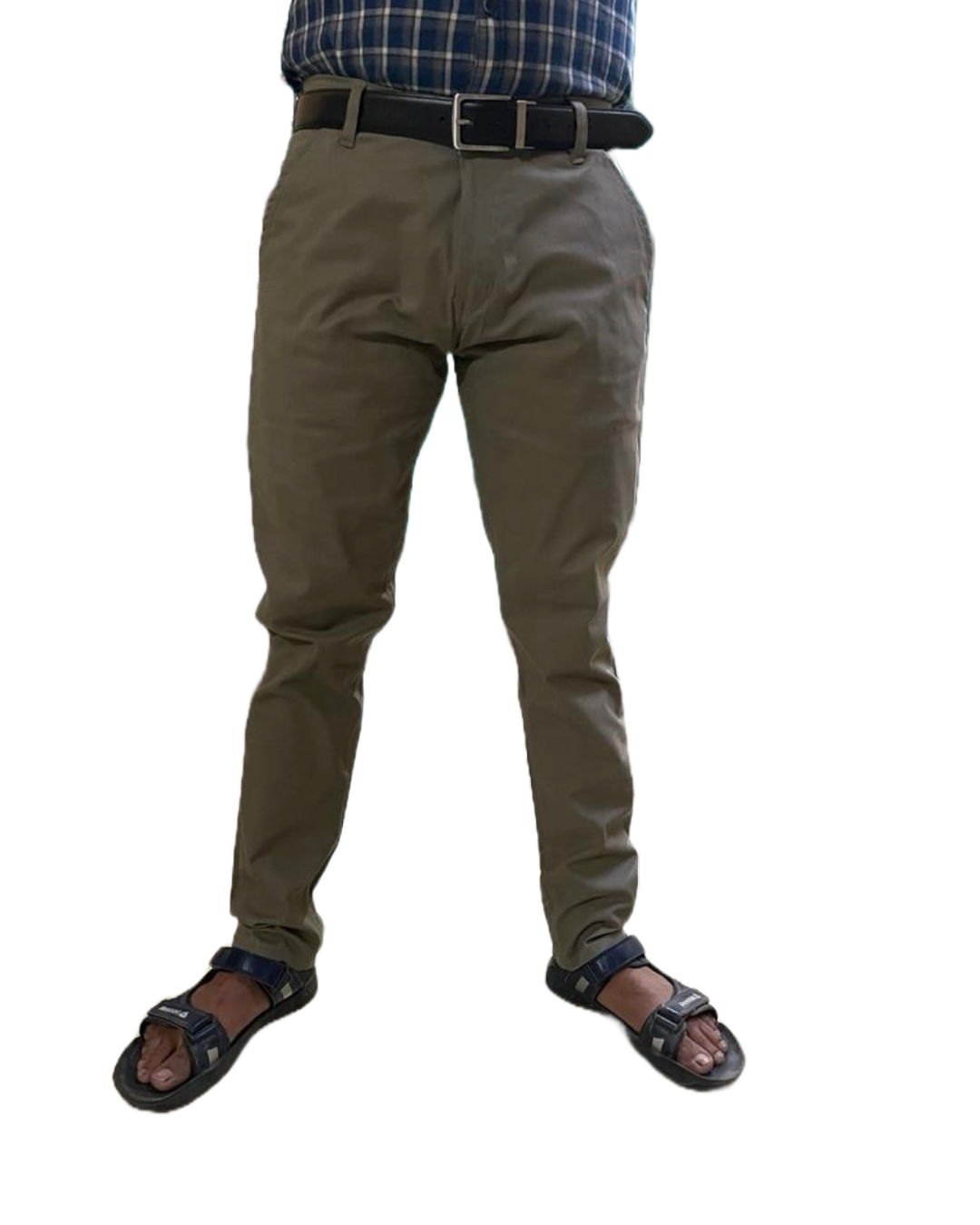 Self-Design Gray Men Cotton Trouser with stretchable