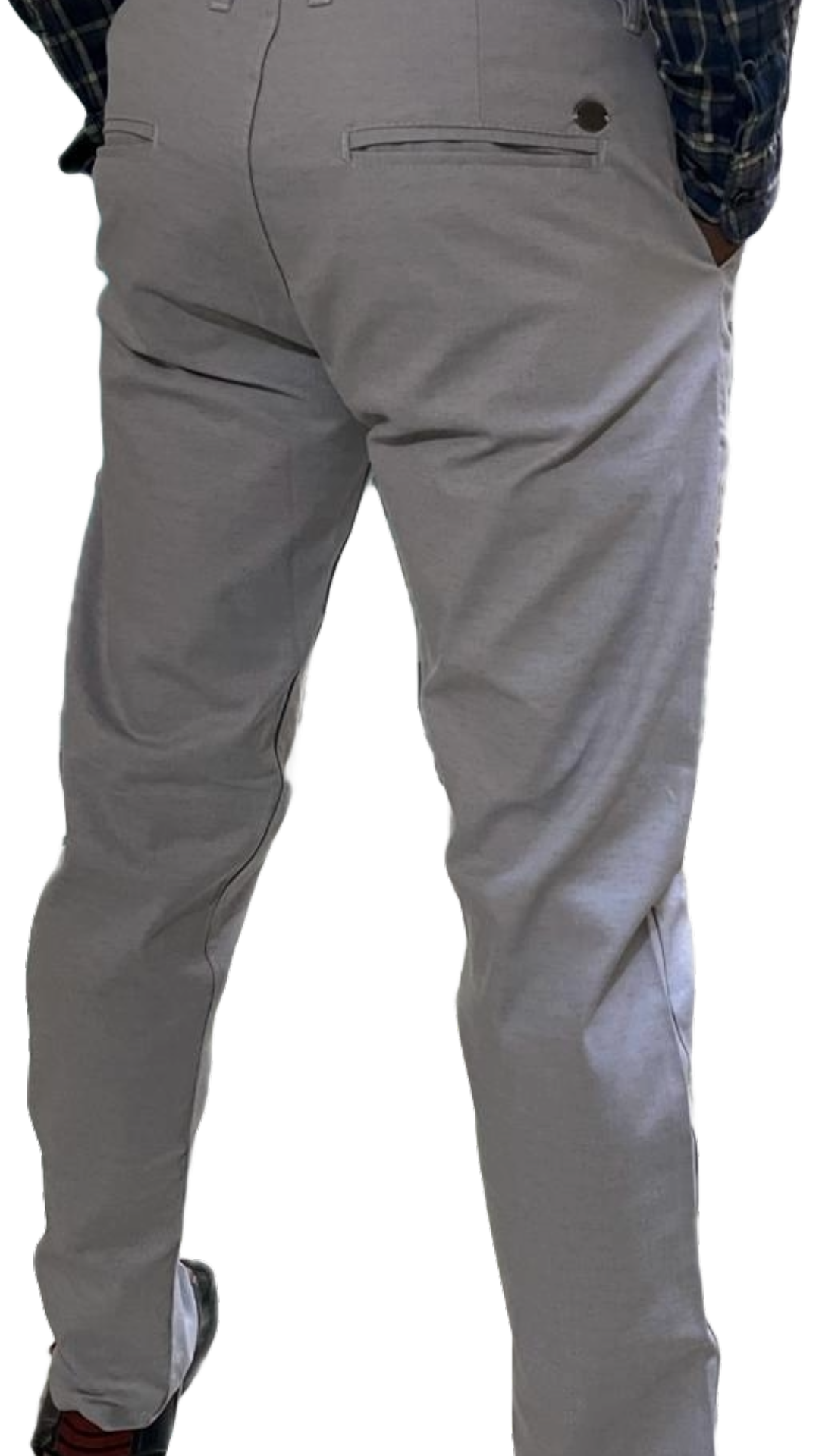 Self-Design Cream Color Men Cotton Trouser with stretchable