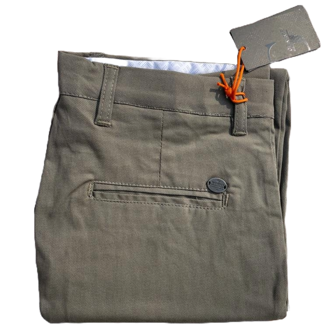 Self-Design Gray Men Cotton Trouser with stretchable