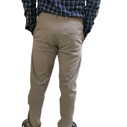 Self-Design Light Gray Men Cotton Trouser with stretchable